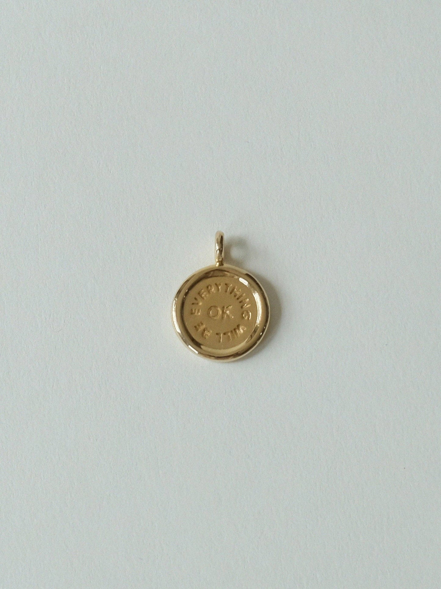 Everything Will Be OK Charm on Box Chain: Gold Plated