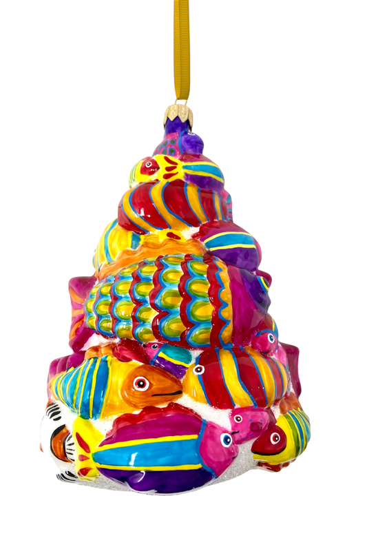 Fish Tree Holiday Polish Glass Christmas Ornament Sardine