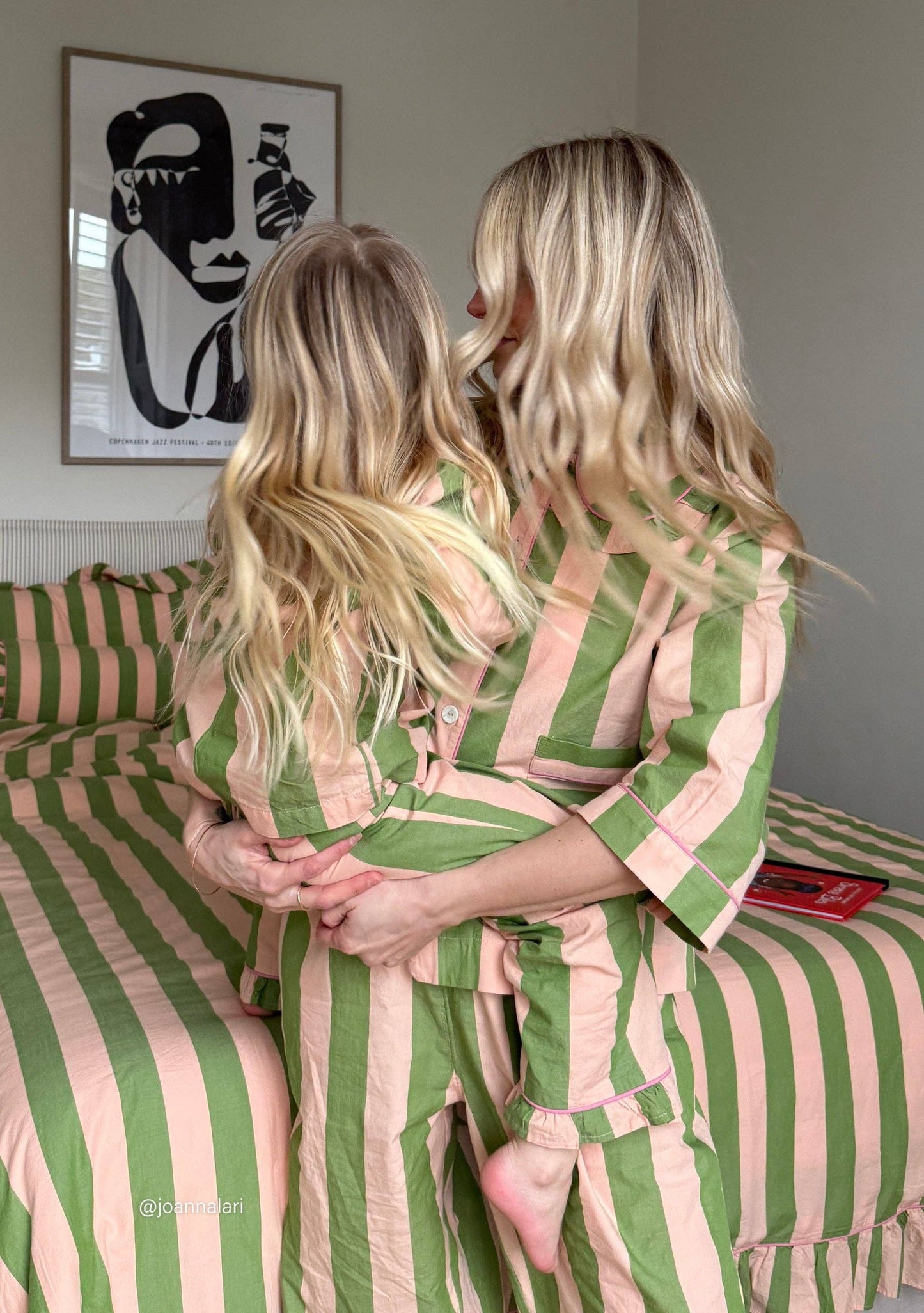 Cotton Lounge Set in Green Stripe