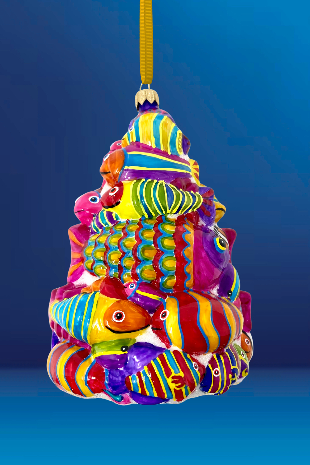 Fish Tree Holiday Polish Glass Christmas Ornament Sardine