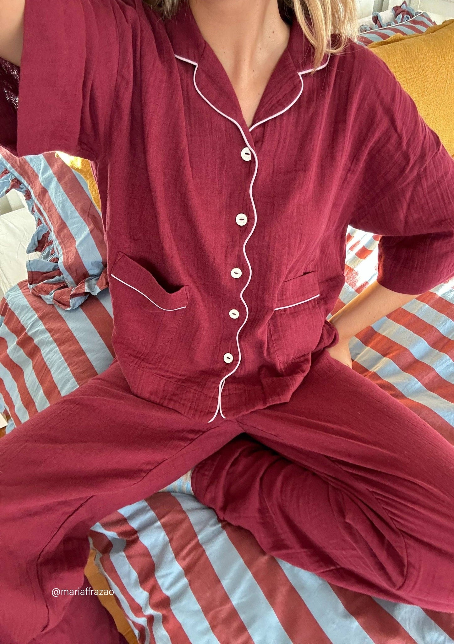 Cotton PJ / Lounge Set in Burgundy