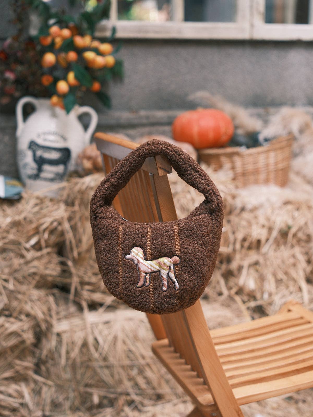 Pan Pan Half Moon Shearling Bag