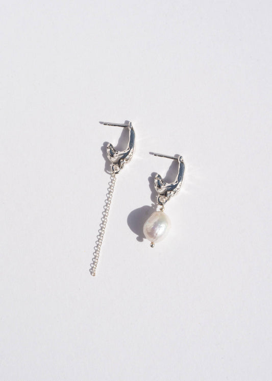 Deo Earrings in Recycled Sterling Silver & Freshwater Pearl