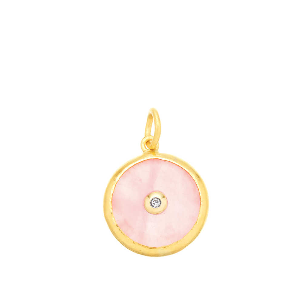 Protection 24K rose quartz and evil eye charm