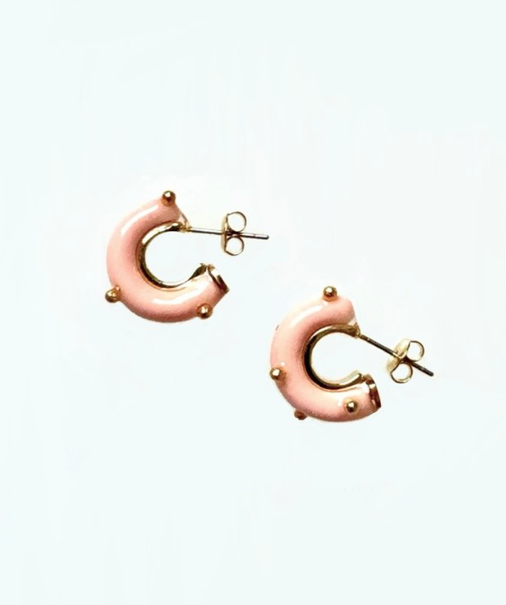 Mini Moon Earrings in Snow