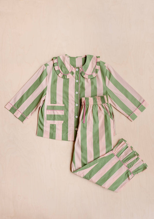 TBCO | Cotton Lounge Set in Green Stripe