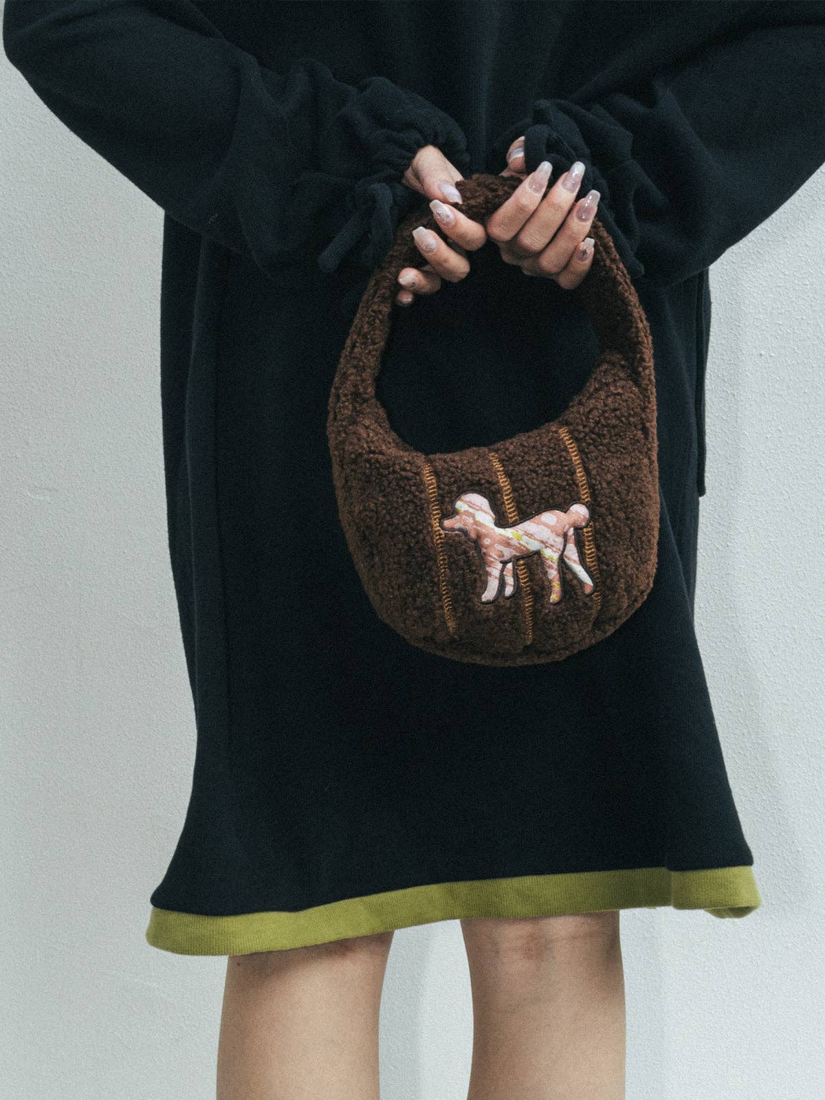 Pan Pan Half Moon Shearling Bag