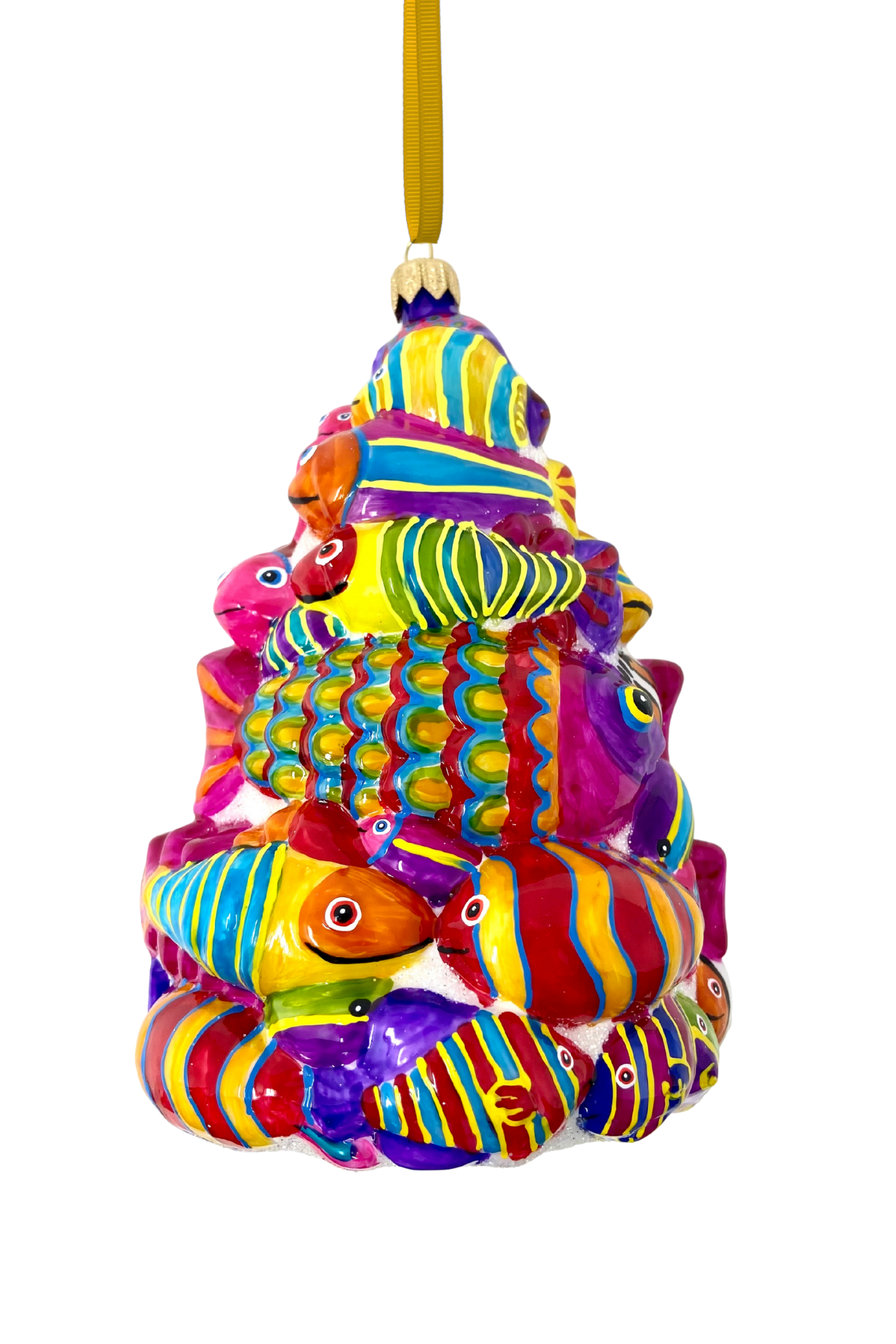 Fish Tree Holiday Polish Glass Christmas Ornament Sardine