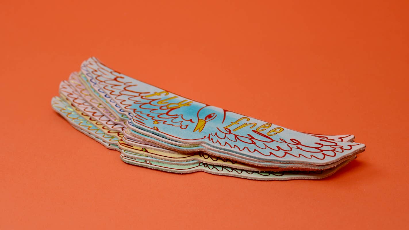 Fly Free Hand Painted Leather Bookmark