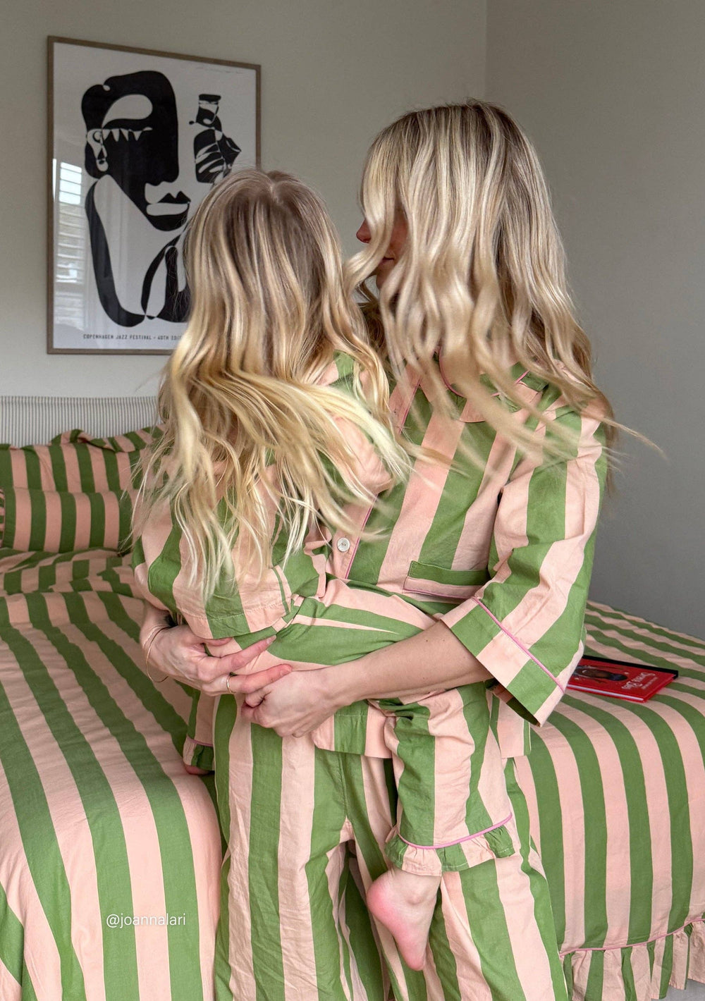 Cotton Lounge Set in Green Stripe