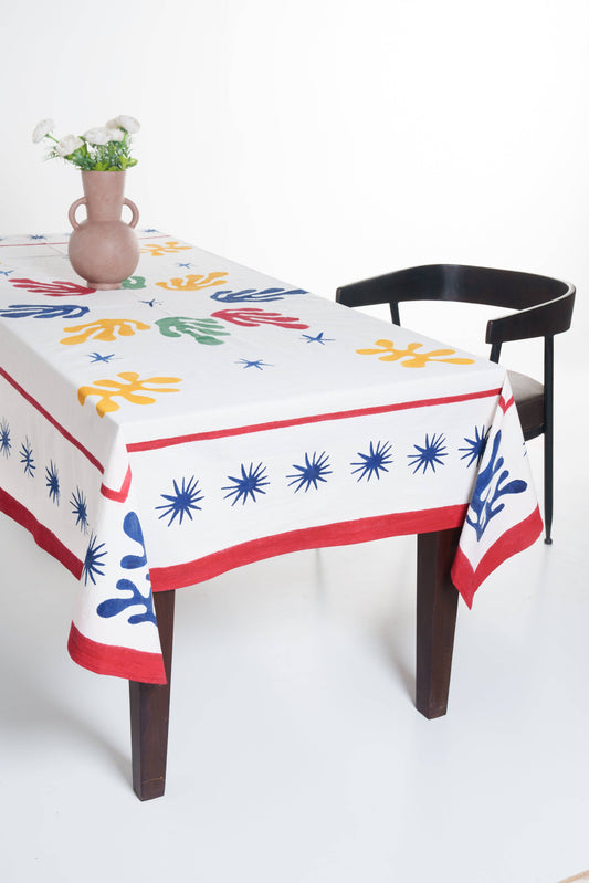 Celestial Matisse Blockprint Tablecloth: 60x90