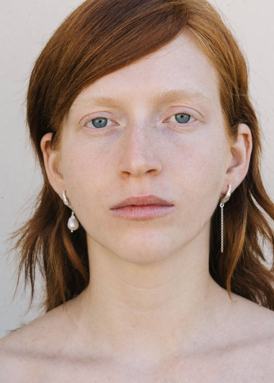 Deo Earrings in Recycled Sterling Silver & Freshwater Pearl
