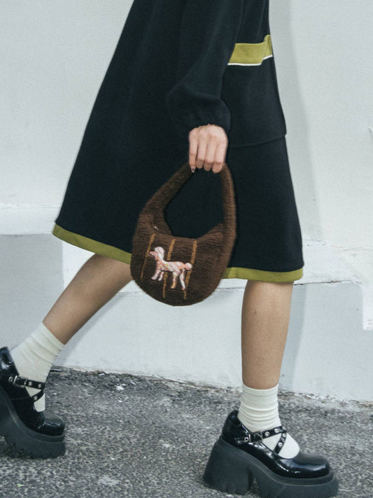 Pan Pan Half Moon Shearling Bag