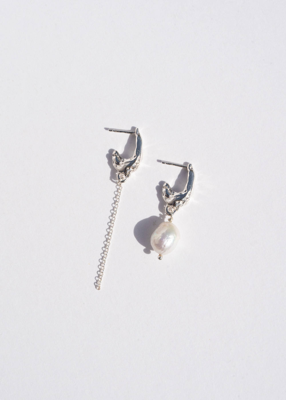 Deo Earrings in Recycled Sterling Silver & Freshwater Pearl