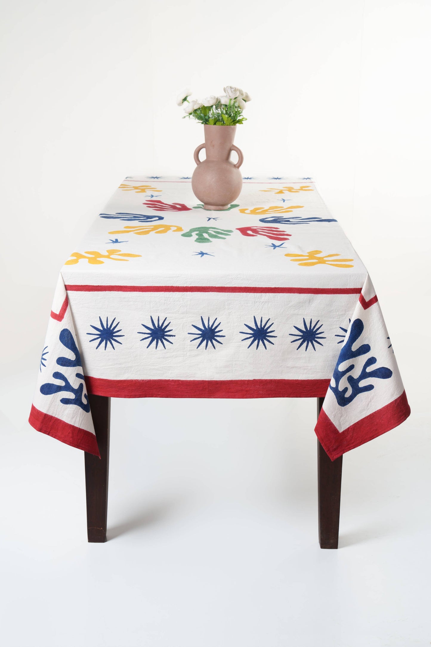 Celestial Matisse Blockprint Tablecloth: 60x90