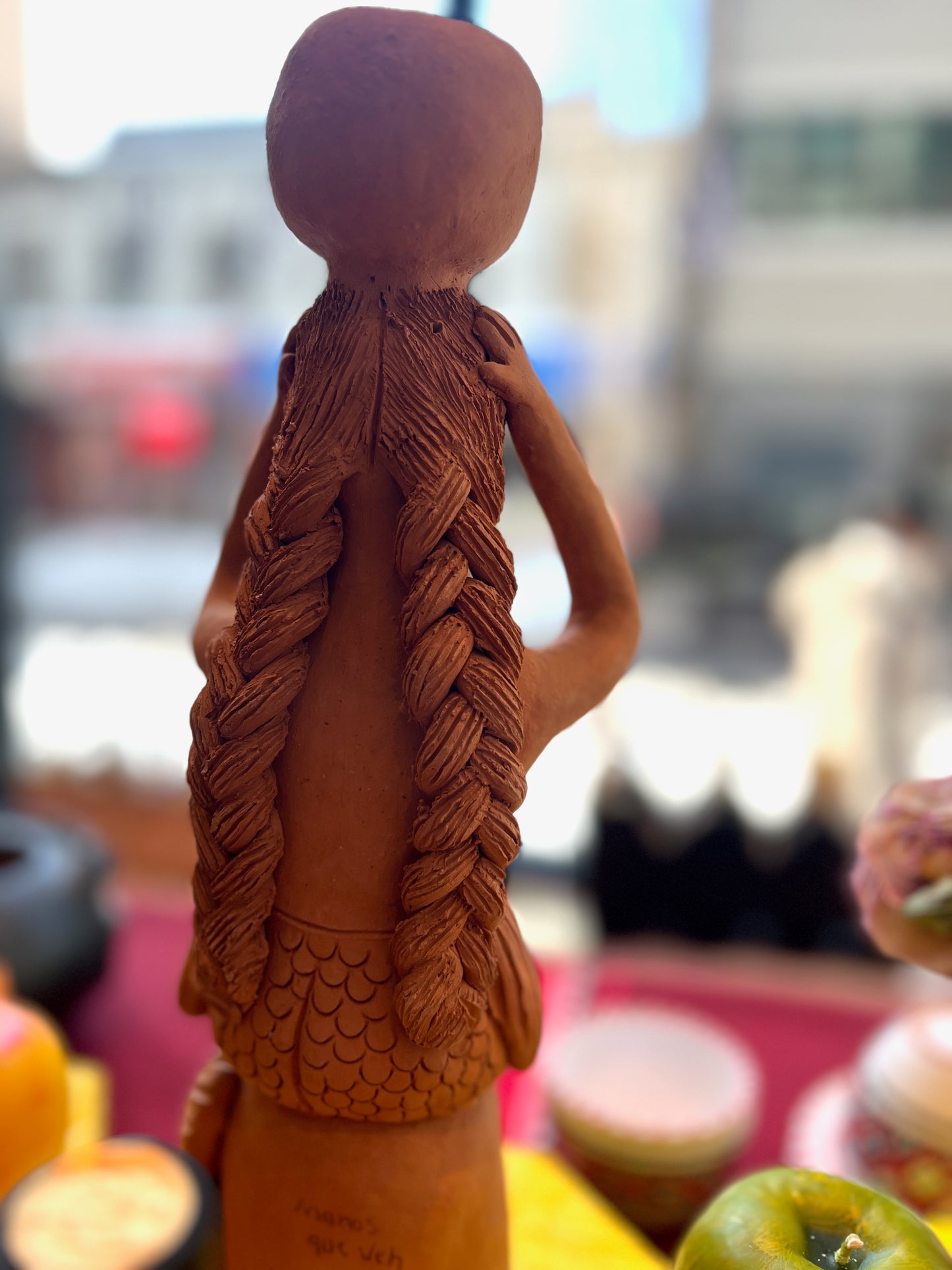 Mexico 'sirena' red clay sculpture