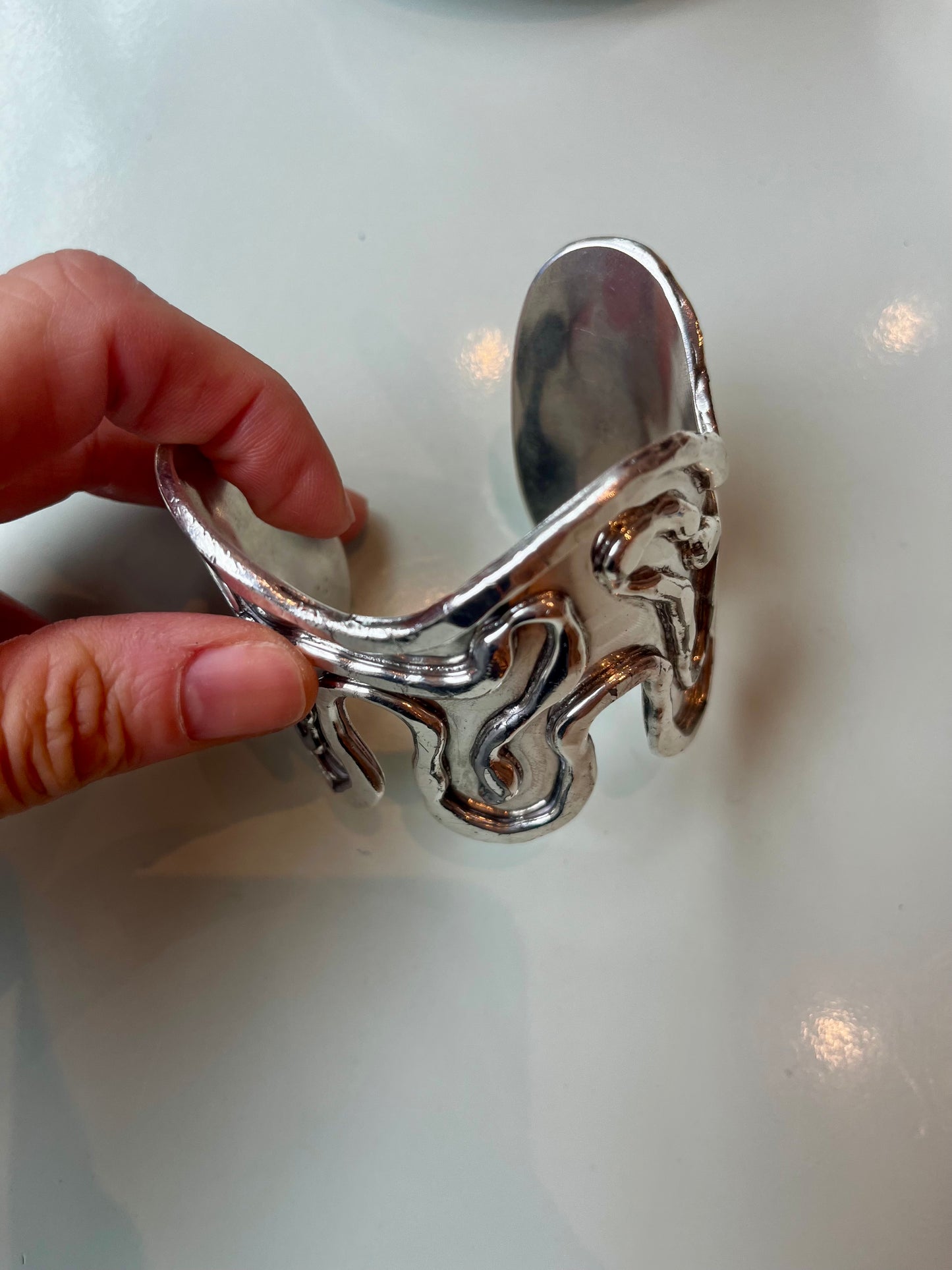 Vintage Silver Abstract Bracelet Cuff