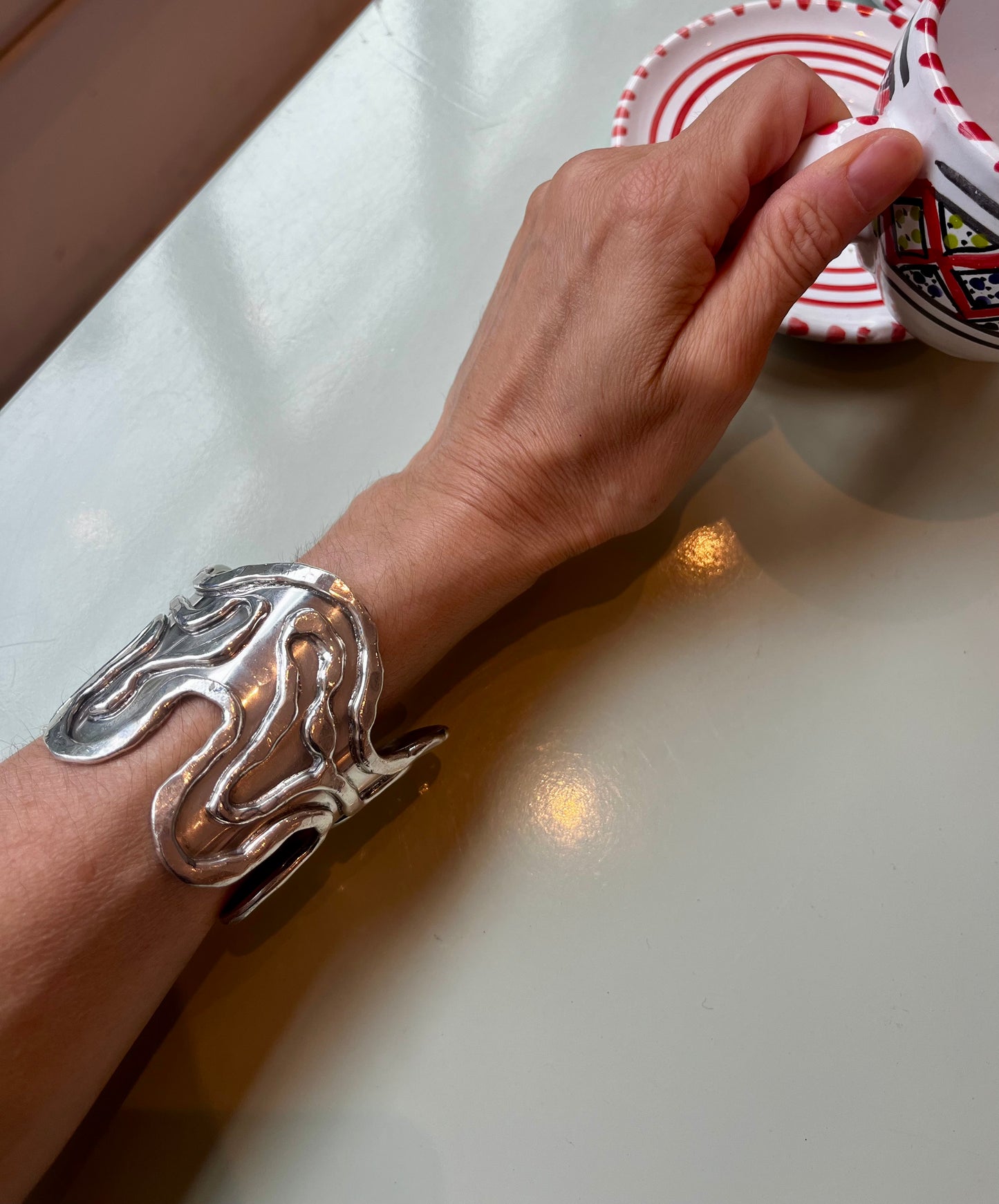 Vintage Silver Abstract Bracelet Cuff