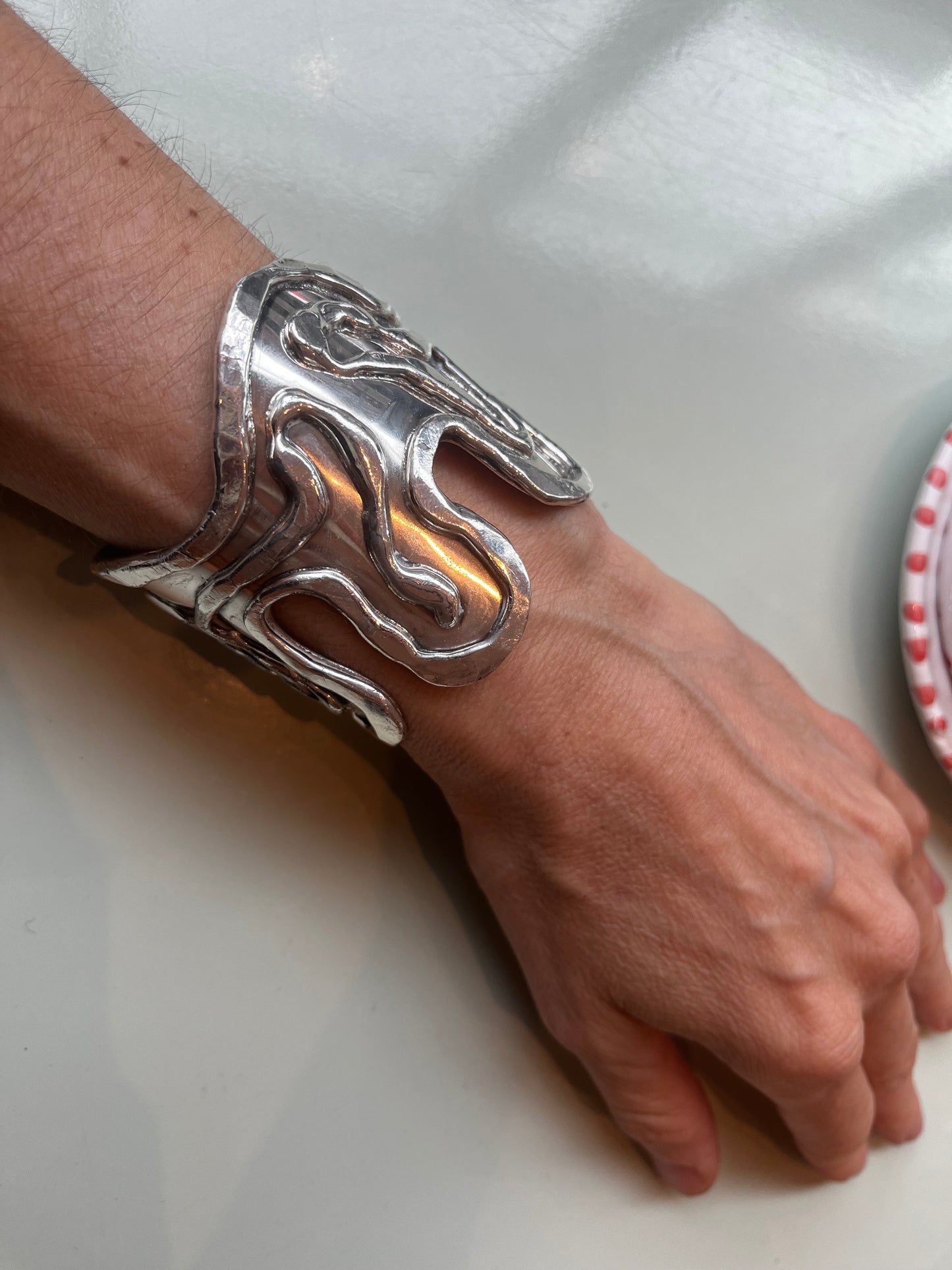 Vintage Silver Abstract Bracelet Cuff