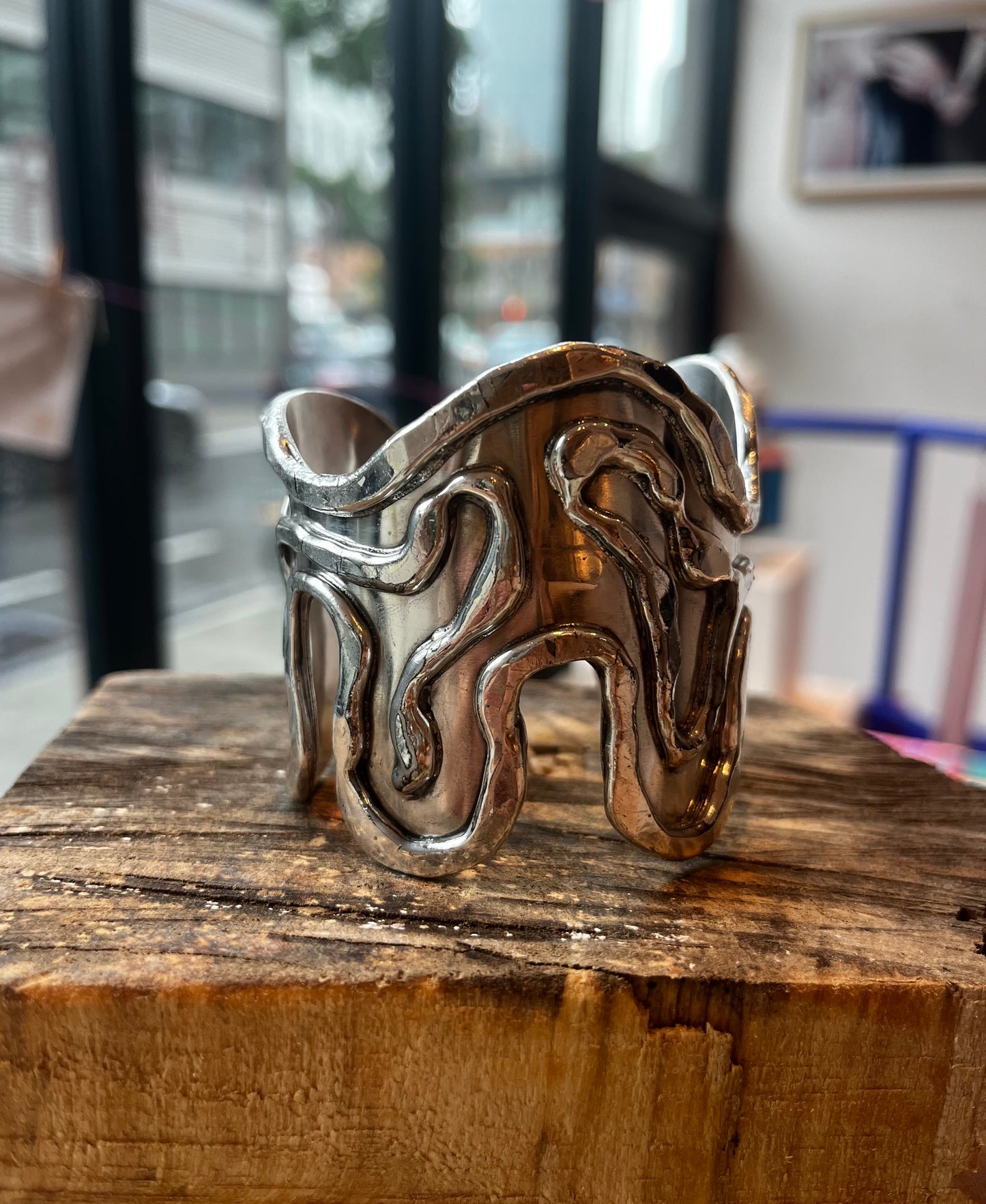 Vintage Silver Abstract Bracelet Cuff