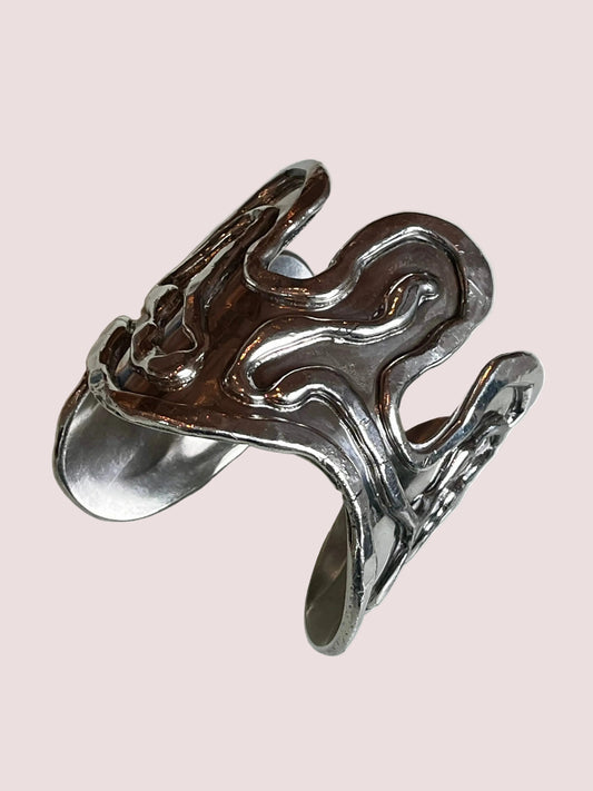 Vintage Silver Abstract Bracelet Cuff