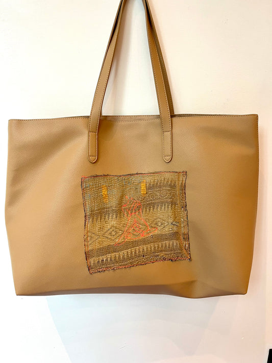 Leather Embroidered Tote: Zeeland X TMWY