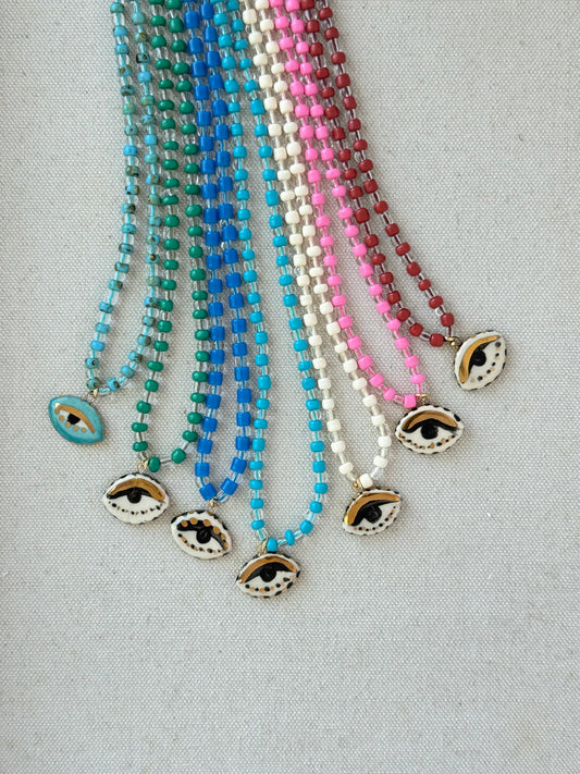 Not so Evil eye Beaded Necklace