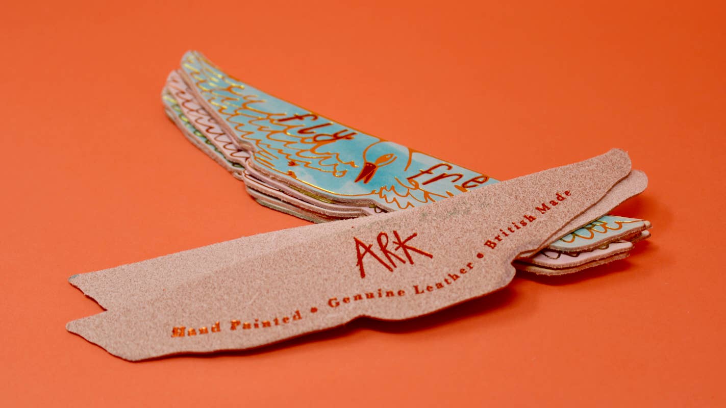 Fly Free Hand Painted Leather Bookmark