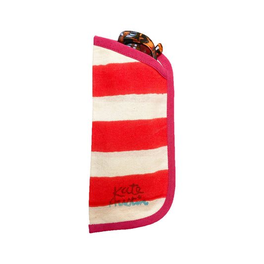 Sunglass Cover in Red Wide Stripe with Pink