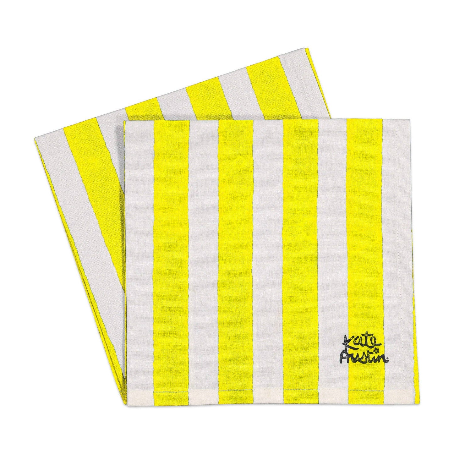 Cloth Napkin in Yellow White Wide Stripe - Set of 4